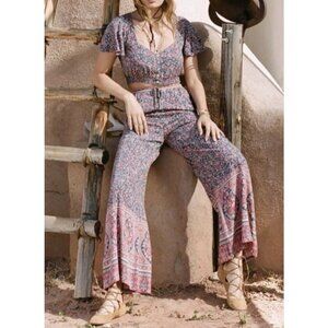 Spell The Gypsy Jasmine Palazzo Pants & Crop Top Set L